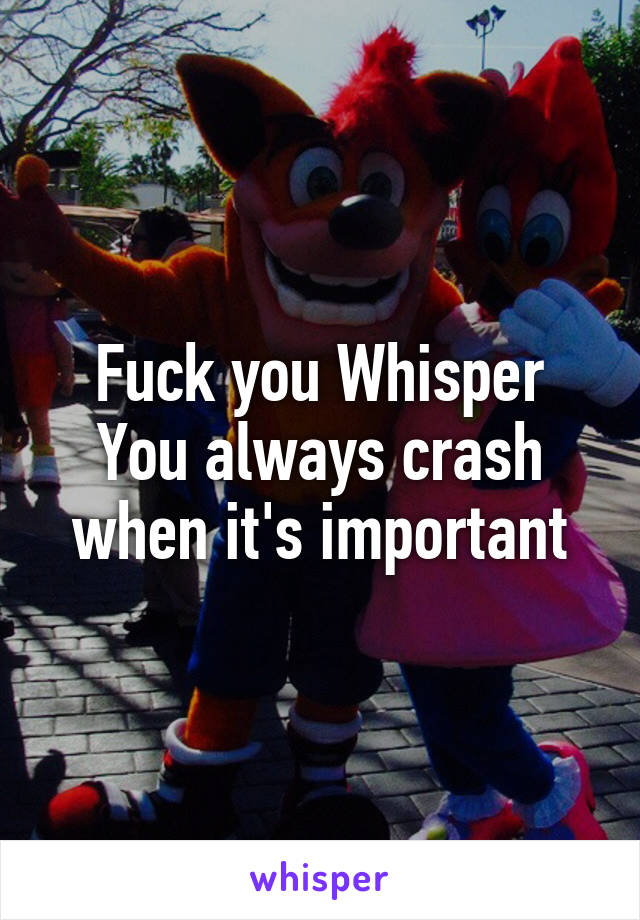 Fuck you Whisper
You always crash when it's important