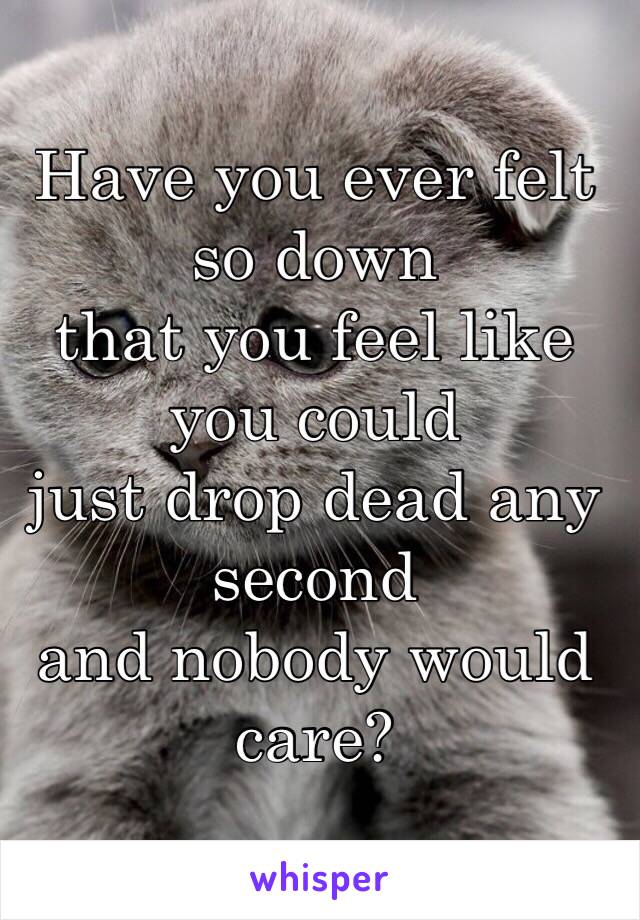 Have you ever felt so down 
that you feel like you could 
just drop dead any second 
and nobody would care?