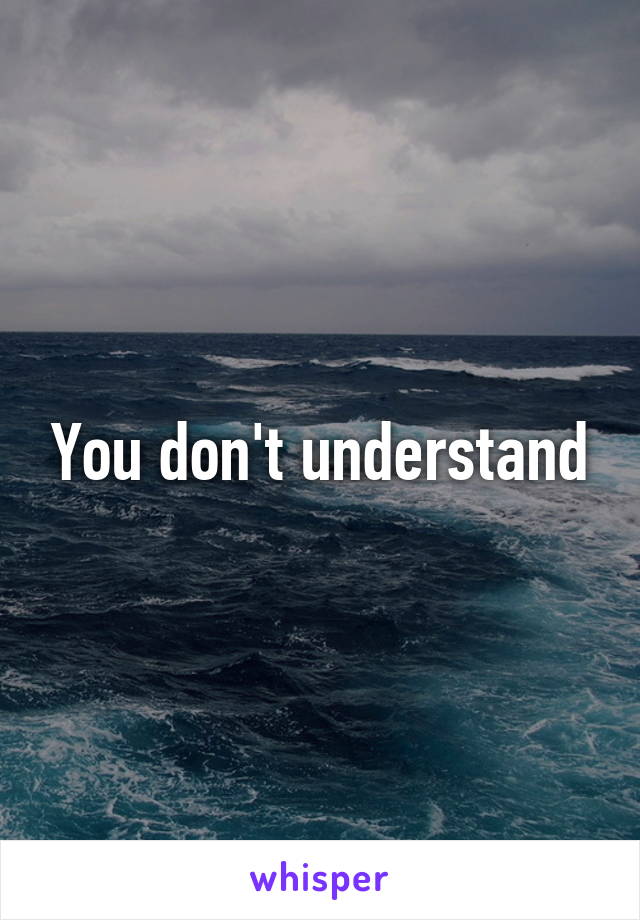 You don't understand