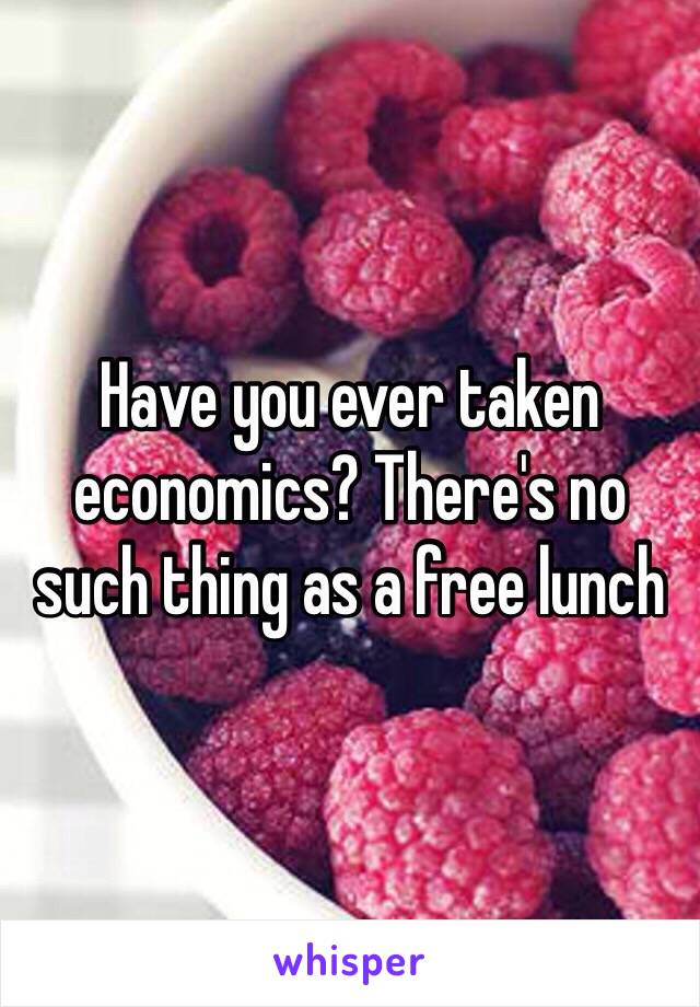 Have you ever taken economics? There's no such thing as a free lunch 