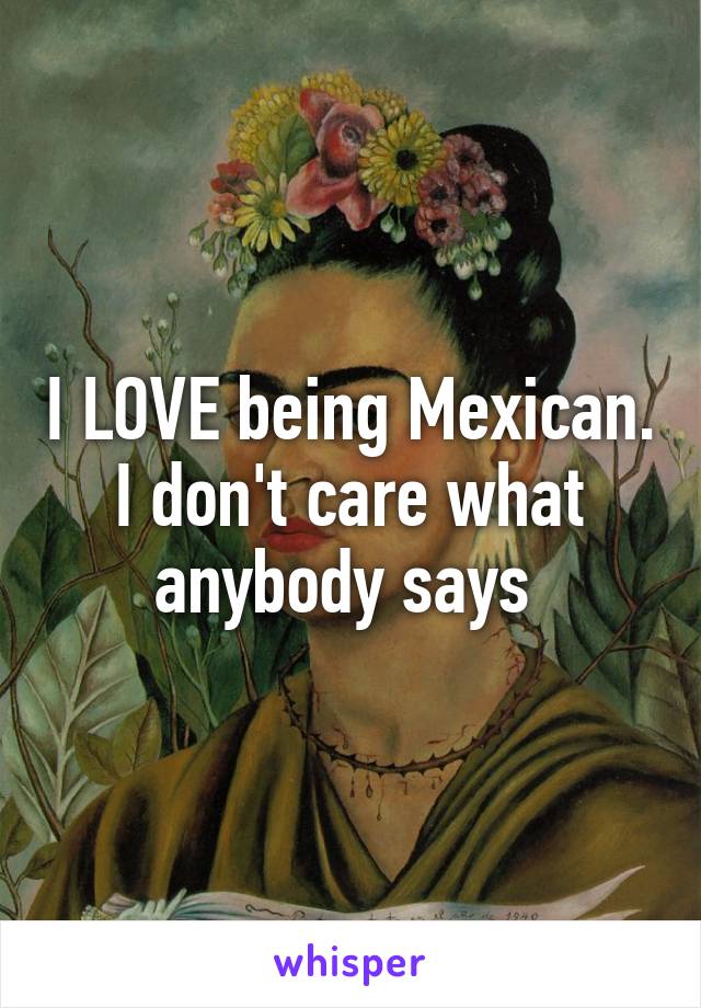 I LOVE being Mexican. I don't care what anybody says 