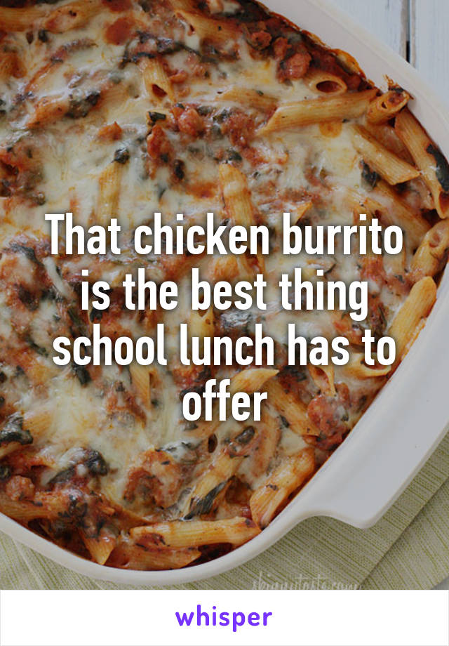 That chicken burrito is the best thing school lunch has to offer