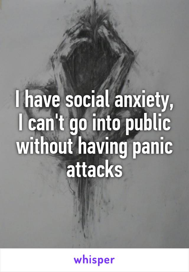 I have social anxiety, I can't go into public without having panic attacks