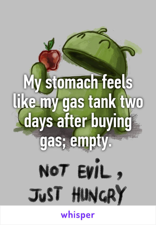 My stomach feels like my gas tank two days after buying gas; empty. 