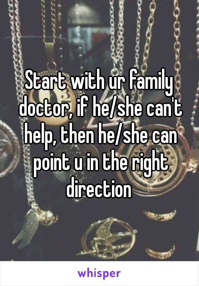 Start with ur family doctor, if he/she can't help, then he/she can point u in the right direction 