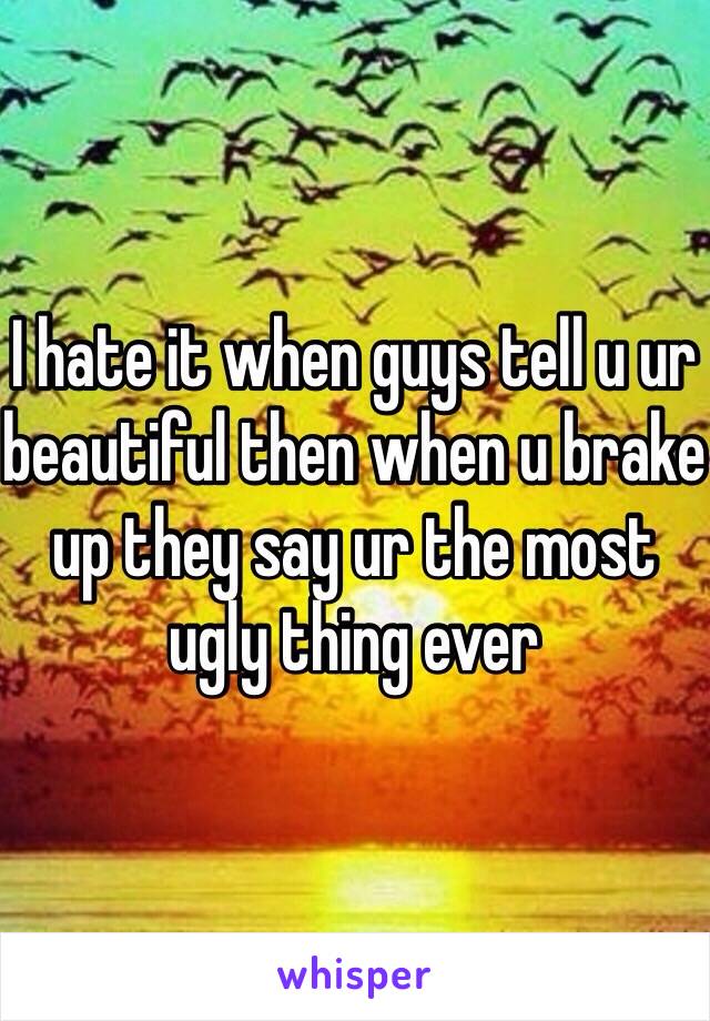 I hate it when guys tell u ur beautiful then when u brake up they say ur the most ugly thing ever 