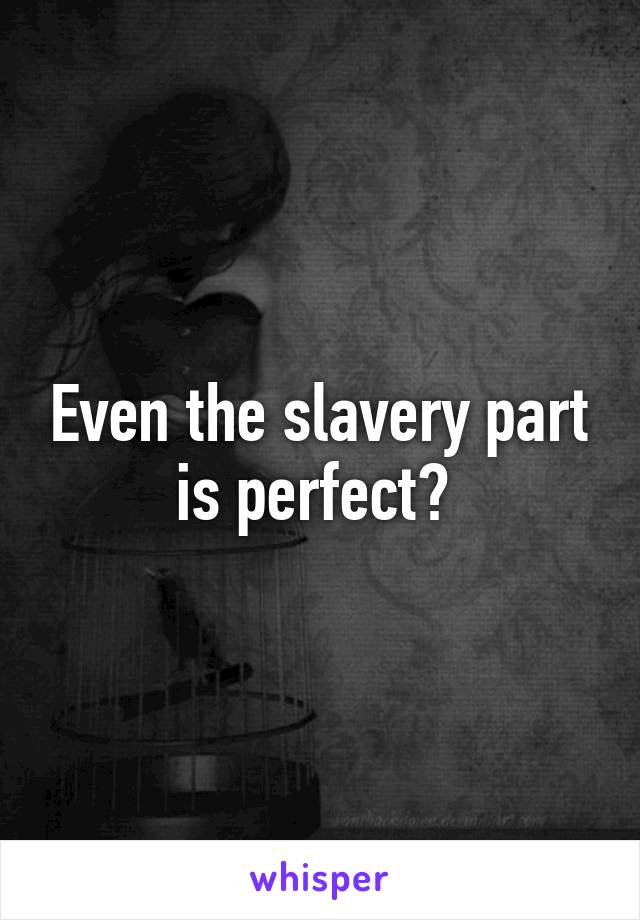 Even the slavery part is perfect? 