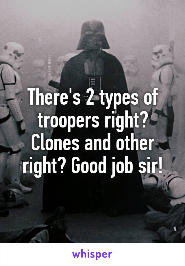 There's 2 types of troopers right? Clones and other right? Good job sir!