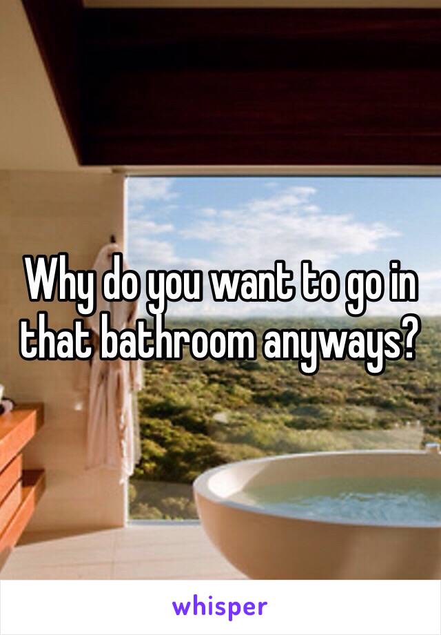 Why do you want to go in that bathroom anyways?