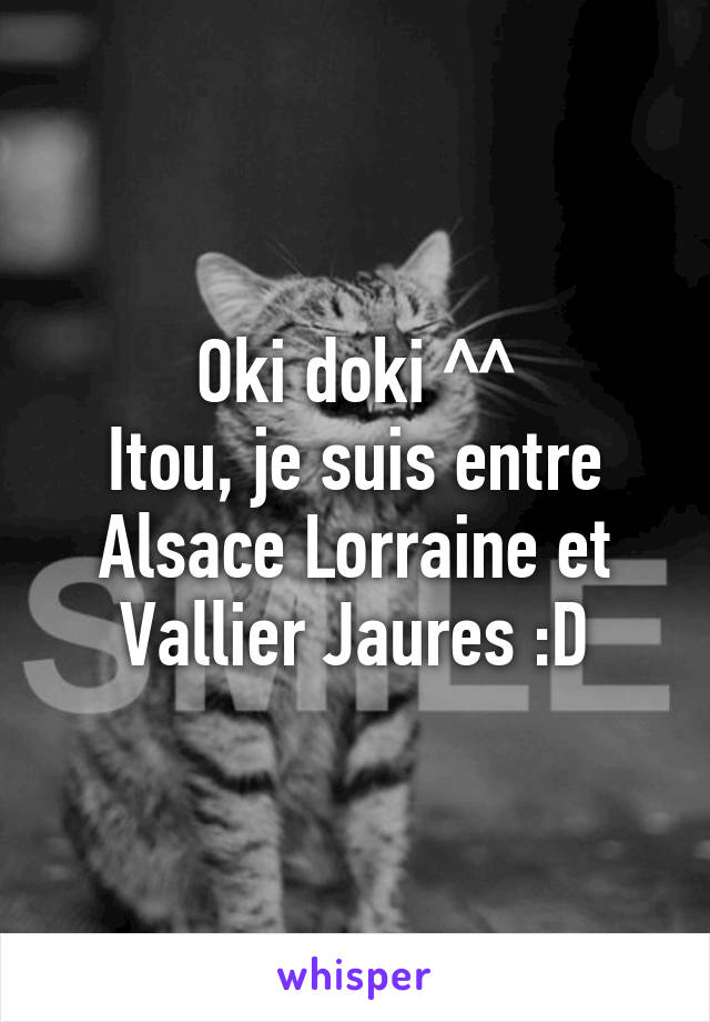 Oki doki ^^
Itou, je suis entre Alsace Lorraine et Vallier Jaures :D