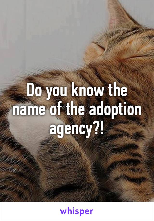 Do you know the name of the adoption agency?!