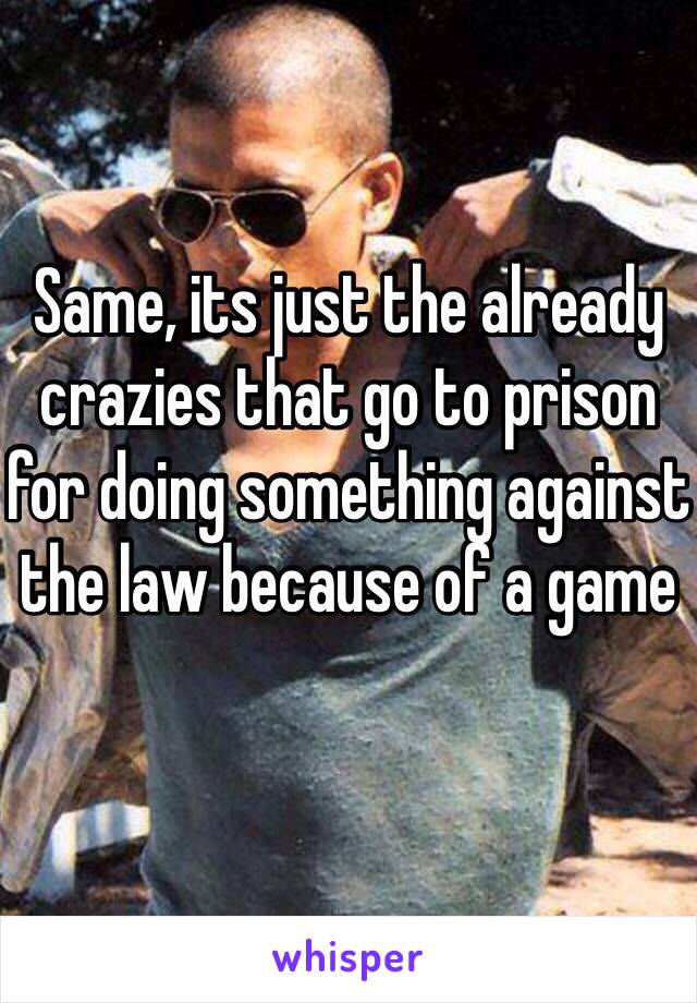 Same, its just the already crazies that go to prison for doing something against the law because of a game 