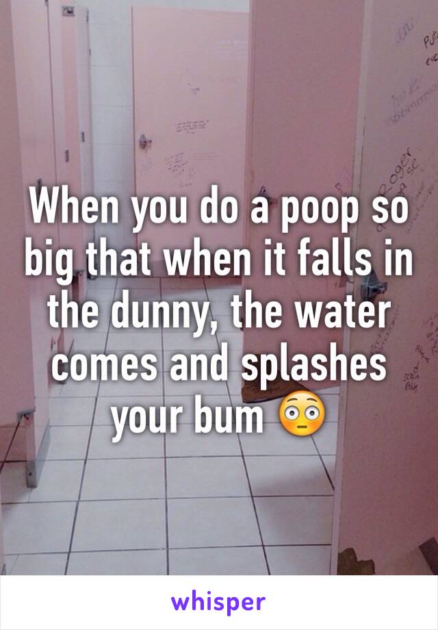 When you do a poop so big that when it falls in the dunny, the water comes and splashes your bum 😳