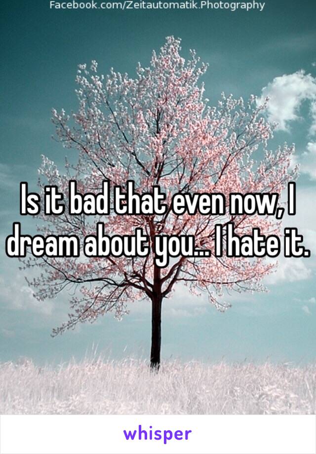 Is it bad that even now, I dream about you... I hate it.
