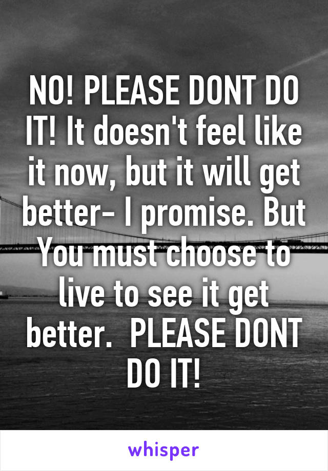NO! PLEASE DONT DO IT! It doesn't feel like it now, but it will get better- I promise. But You must choose to live to see it get better.  PLEASE DONT DO IT!