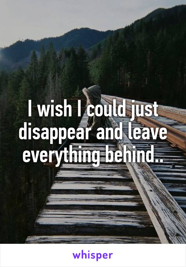 I wish I could just disappear and leave everything behind..