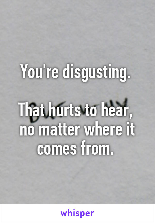 You're disgusting. 

That hurts to hear,  no matter where it comes from. 