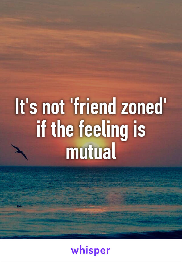 It's not 'friend zoned' if the feeling is mutual