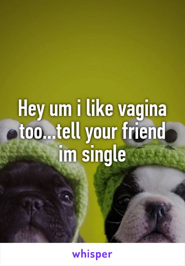 Hey um i like vagina too...tell your friend im single