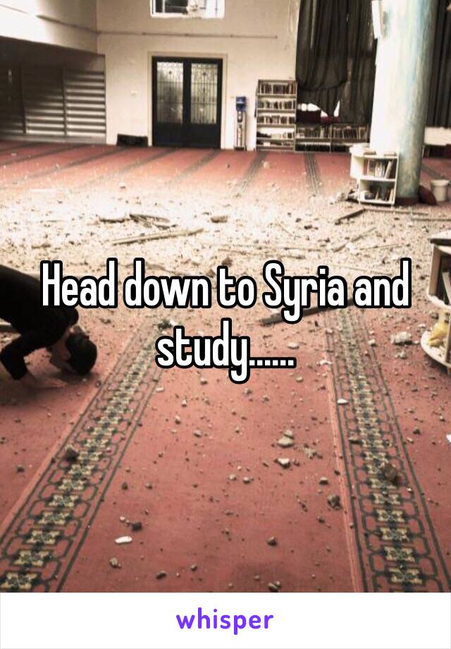 Head down to Syria and study......