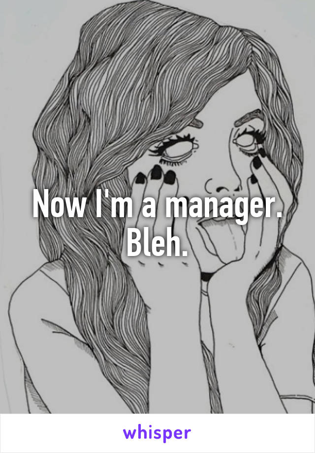 Now I'm a manager. Bleh.
