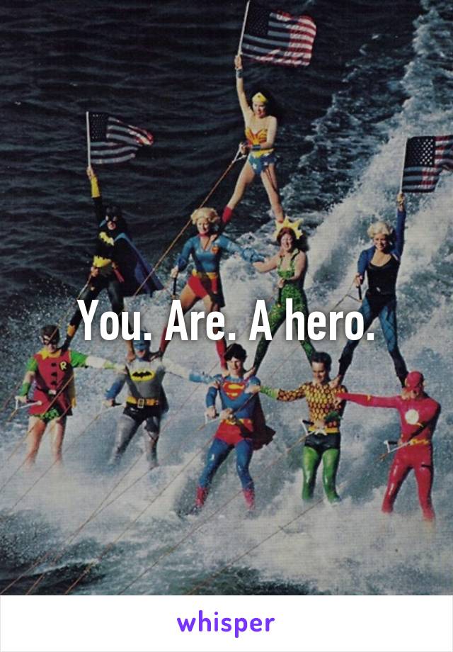 You. Are. A hero.