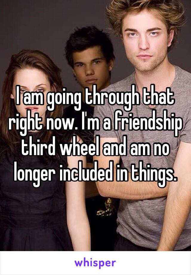 I am going through that right now. I'm a friendship third wheel and am no longer included in things.