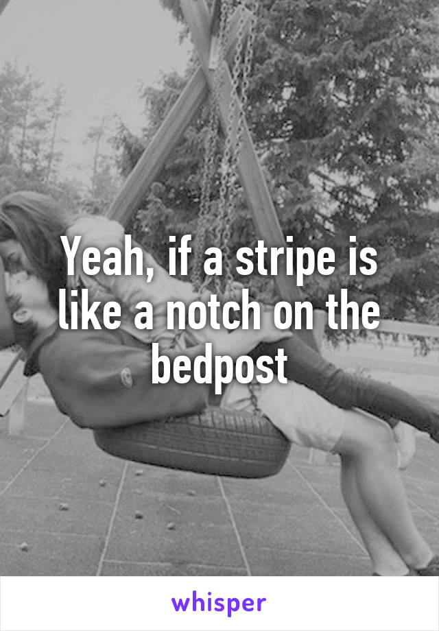 Yeah, if a stripe is like a notch on the bedpost