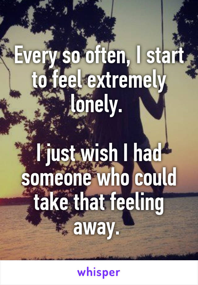 Every so often, I start to feel extremely lonely. 

I just wish I had someone who could take that feeling away. 