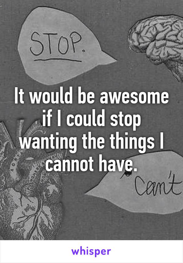 It would be awesome if I could stop wanting the things I cannot have.