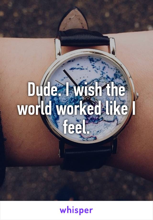 Dude. I wish the world worked like I feel.
