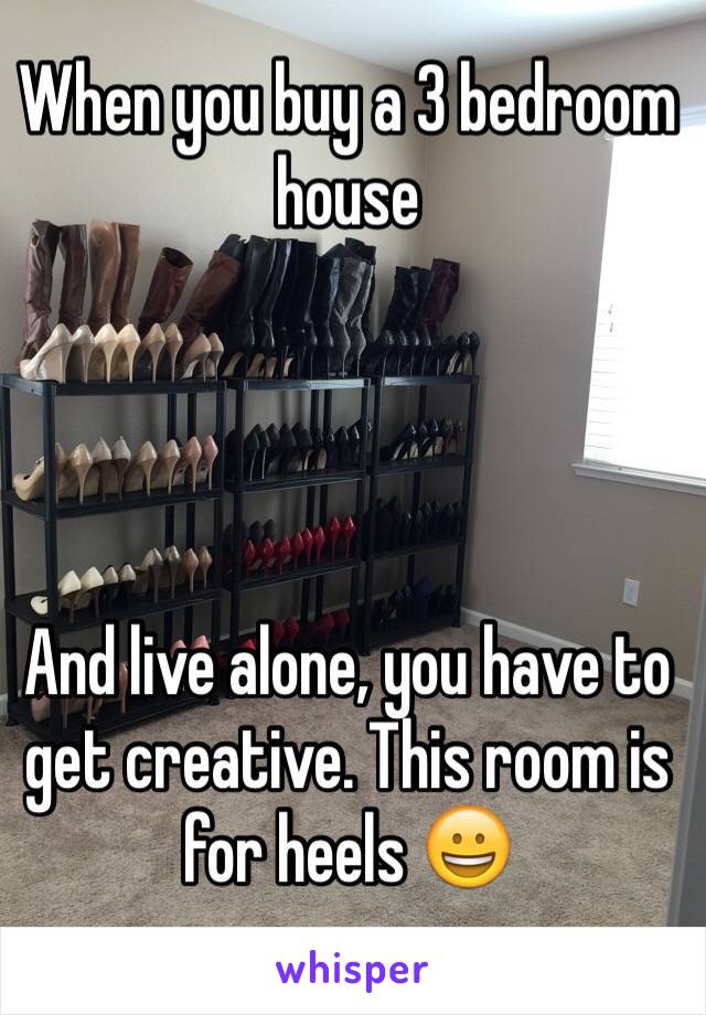 When you buy a 3 bedroom house




And live alone, you have to get creative. This room is for heels ðŸ˜€
