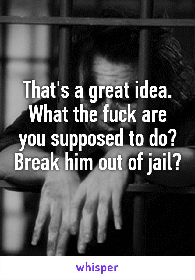 That's a great idea. What the fuck are you supposed to do? Break him out of jail? 