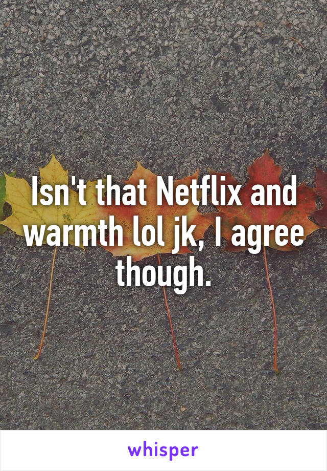 Isn't that Netflix and warmth lol jk, I agree though.