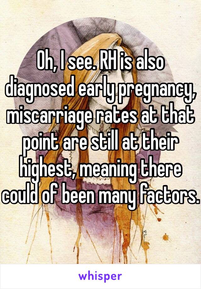 Oh, I see. RH is also diagnosed early pregnancy, miscarriage rates at that point are still at their highest, meaning there could of been many factors. 