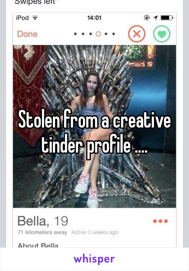 Stolen from a creative tinder profile ....