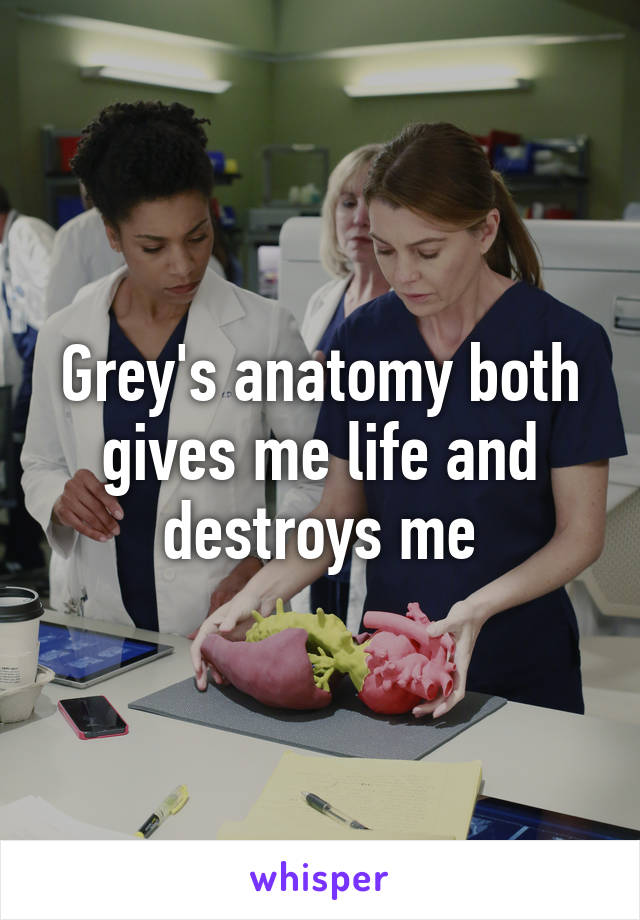 Grey's anatomy both gives me life and destroys me
