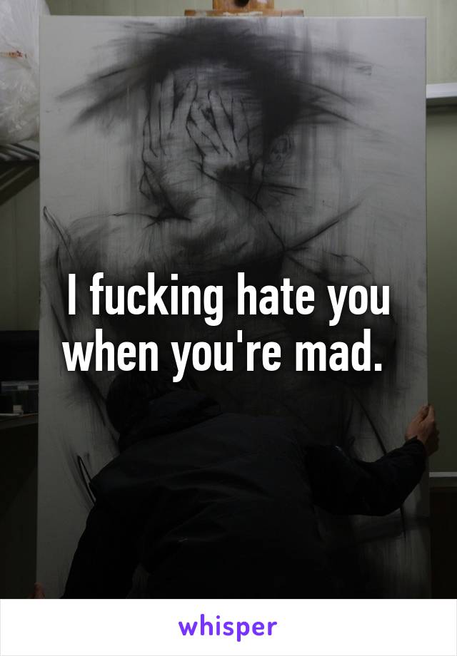 I fucking hate you when you're mad. 