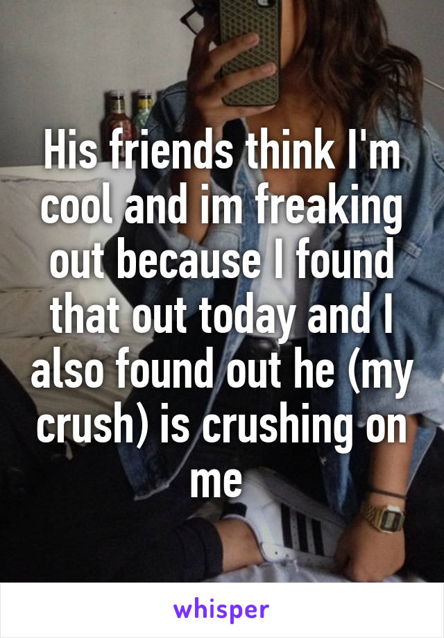His friends think I'm cool and im freaking out because I found that out today and I also found out he (my crush) is crushing on me 