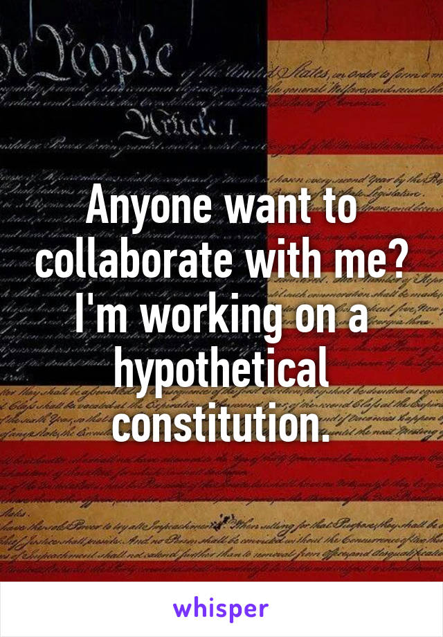 Anyone want to collaborate with me? I'm working on a hypothetical constitution.