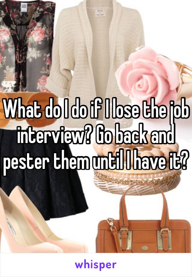 What do I do if I lose the job interview? Go back and pester them until I have it?