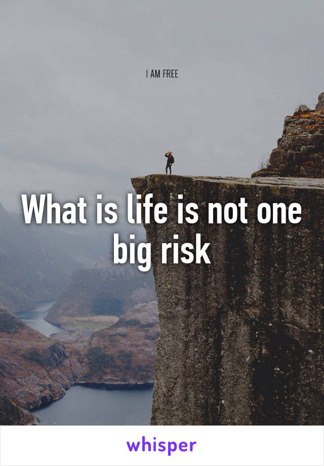 What is life is not one big risk