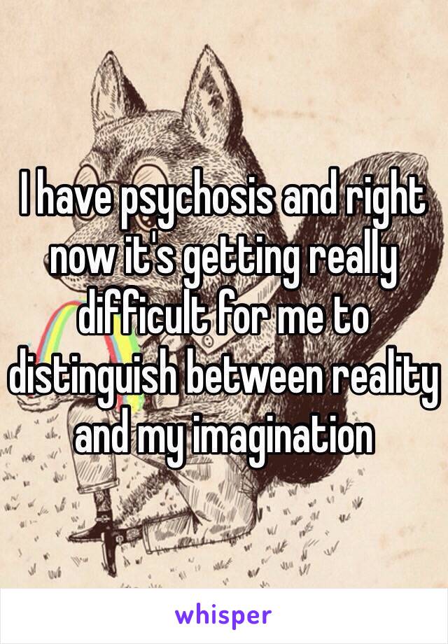 I have psychosis and right now it's getting really difficult for me to distinguish between reality and my imagination