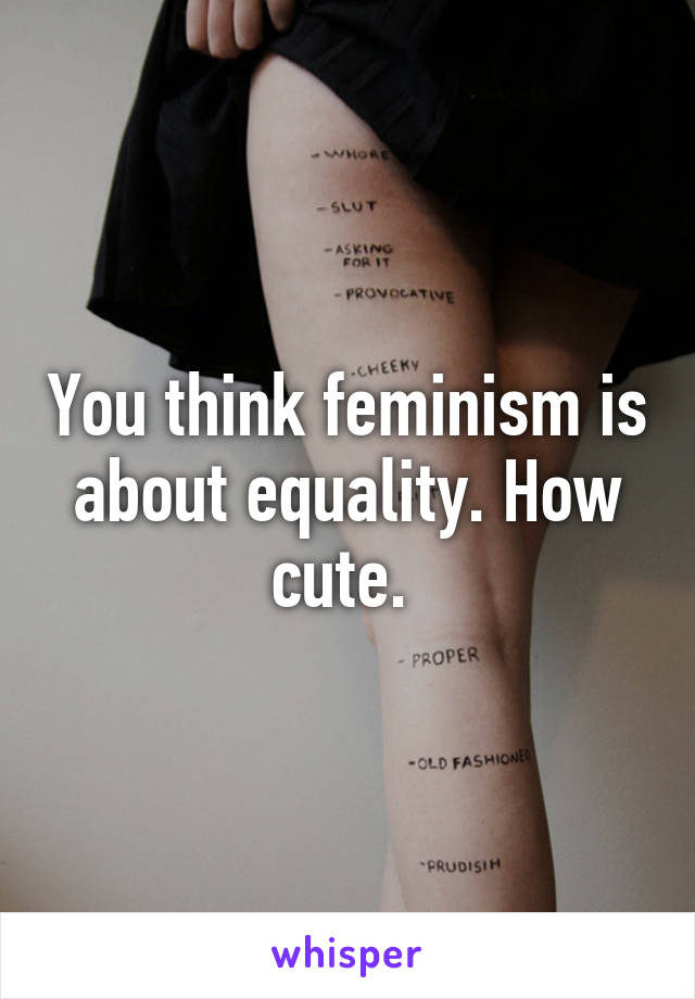 You think feminism is about equality. How cute. 