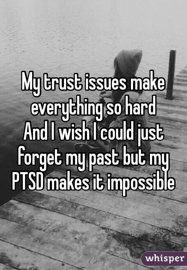 My trust issues make everything so hard And I wish I could just forget my past but my PTSD makes it impossible 