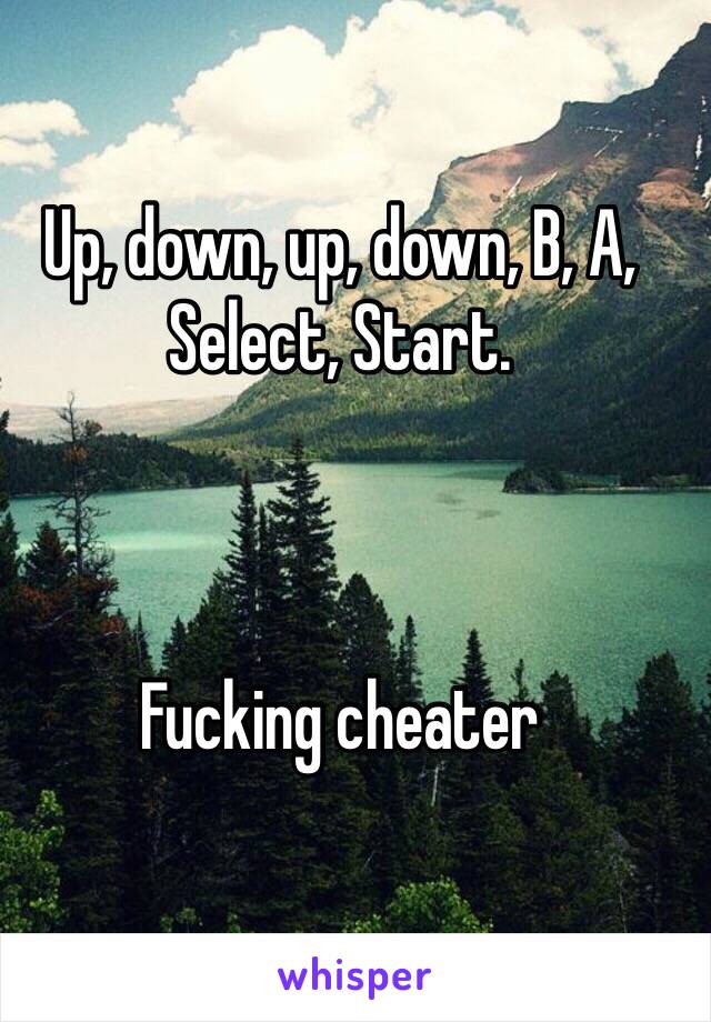 Up, down, up, down, B, A, Select, Start.



Fucking cheater