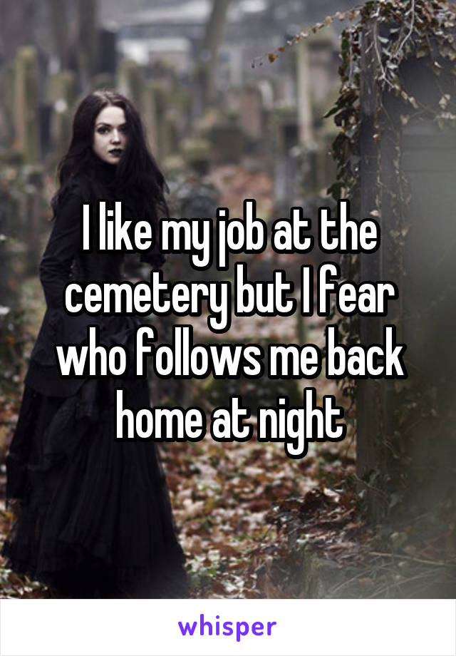 I like my job at the cemetery but I fear who follows me back home at night