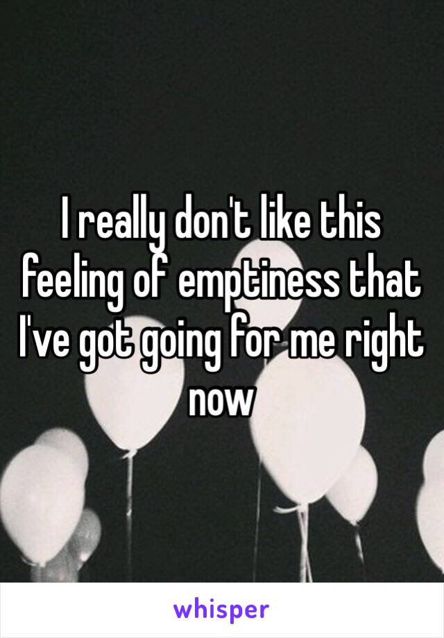 I really don't like this feeling of emptiness that I've got going for me right now 