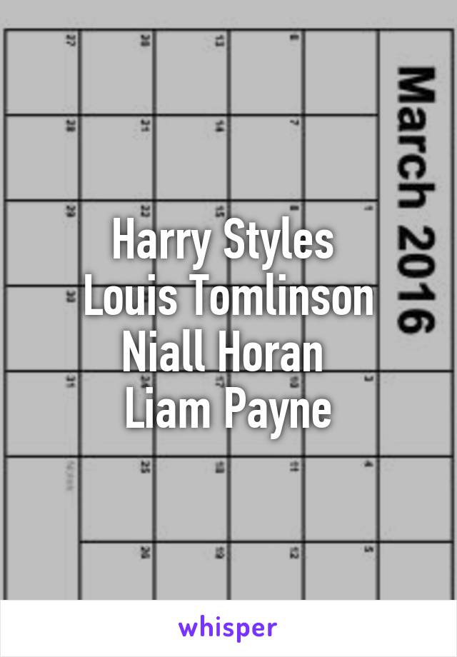 Harry Styles 
Louis Tomlinson
Niall Horan 
Liam Payne