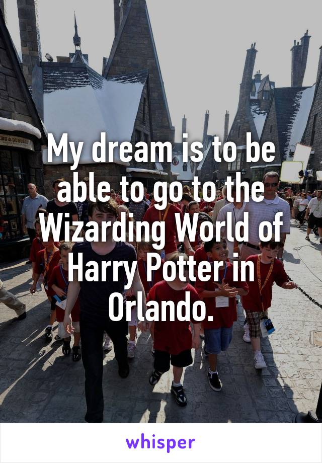 My dream is to be able to go to the Wizarding World of Harry Potter in Orlando.